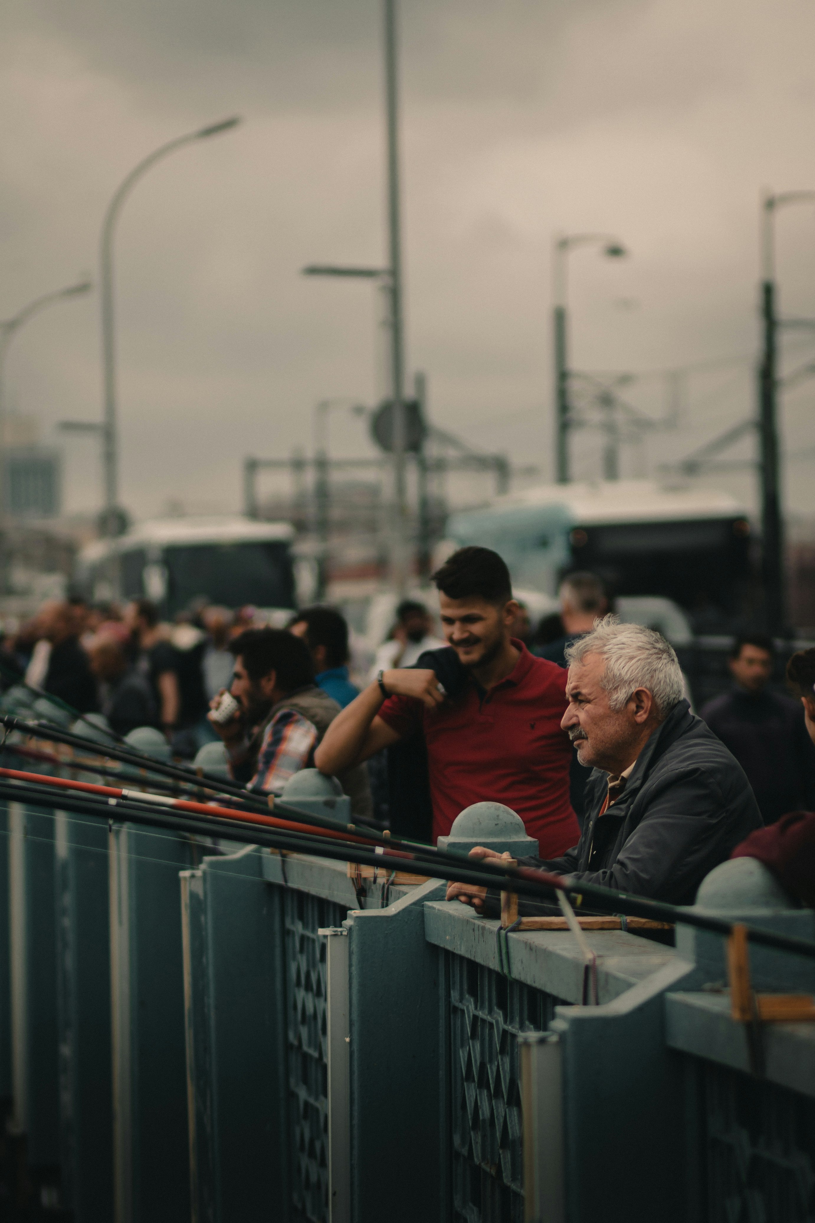 people standing beside walls